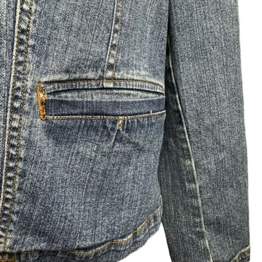 Women's St. John's Bay Stretch Blue Denim Jean Jacket Size Large Petite - Picture 4 of 8